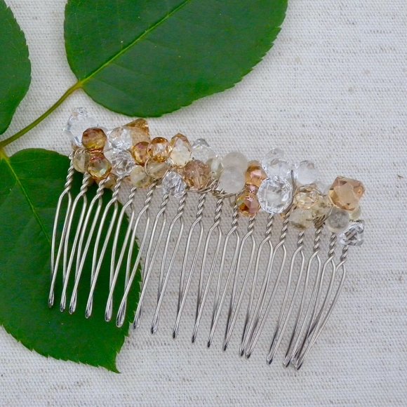 Crystal Cluster Hair Comb, Weddings, Parties, Bridal - Picture 3 of 3